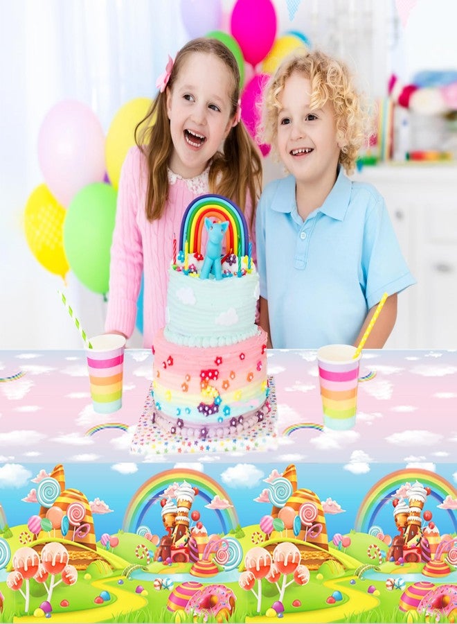 Lide Road 2 Pcs Lollipop Party Tablecloth Candy Land Tablecloths Candyland Themed Party Decoration Supplies Disposable Plastic Tablecloth Candy Castle Table Covers for Two Sweet Birthday Decoration,54 x 87In - Image 5